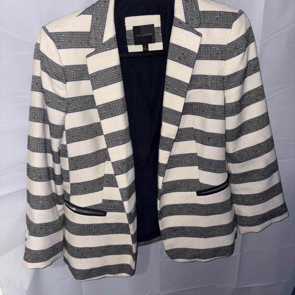 The Limited Black and White Striped Blazer